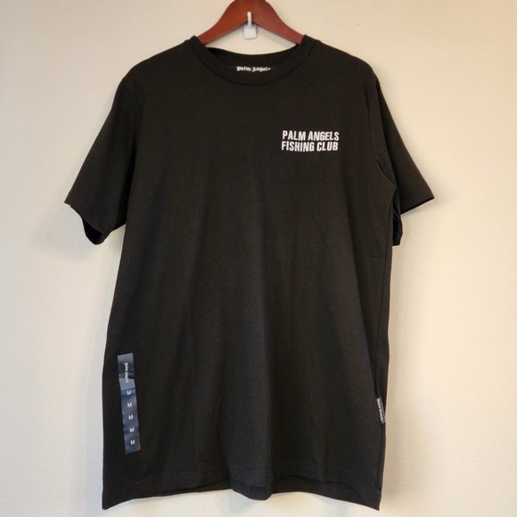 Palm Angels Men T-Shirt Sz M Fisherman Club Embroidered Women Fish Graphic NWT - Picture 3 of 16
